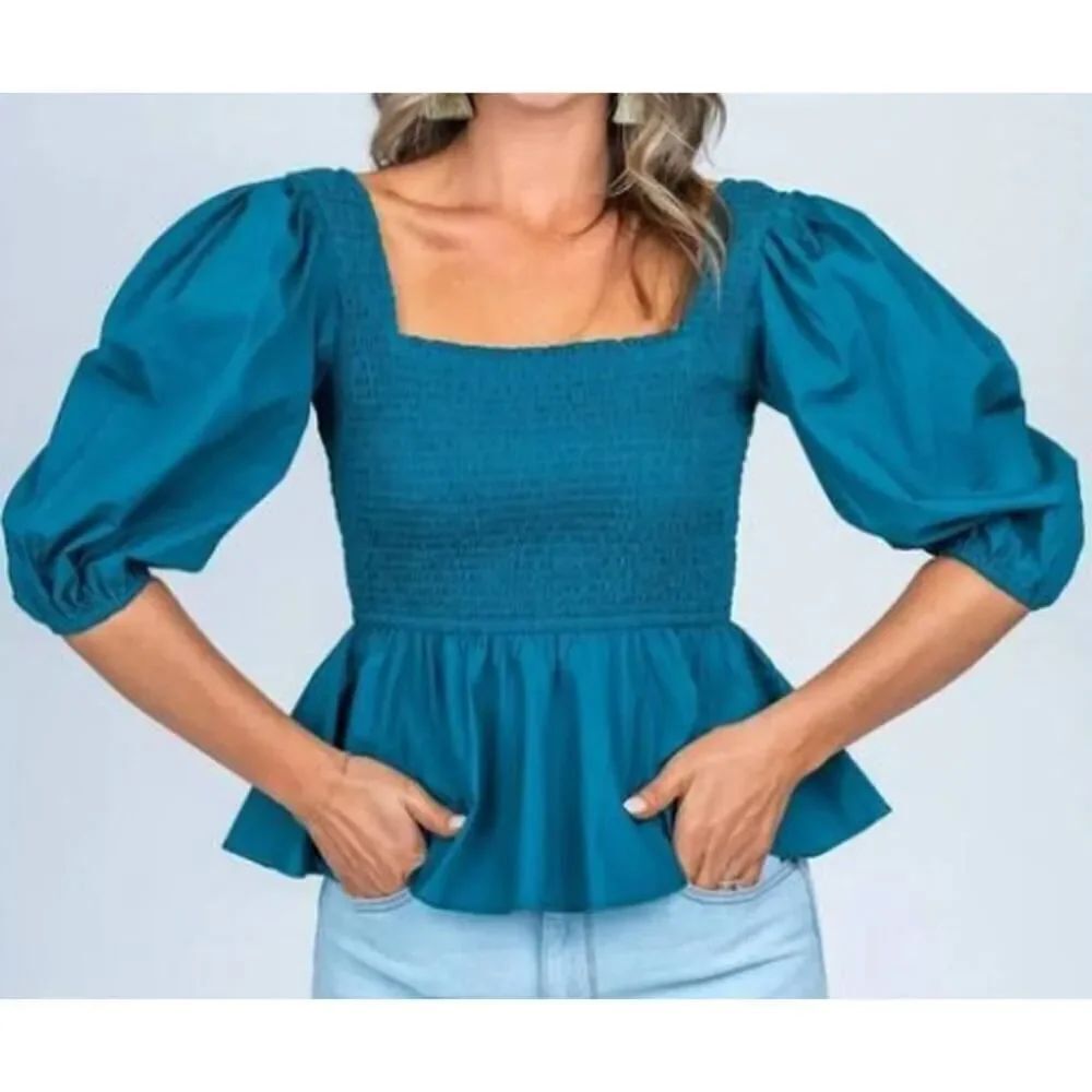 Olivia James the Label Bridget Top in Atlantic Green Sz. XS